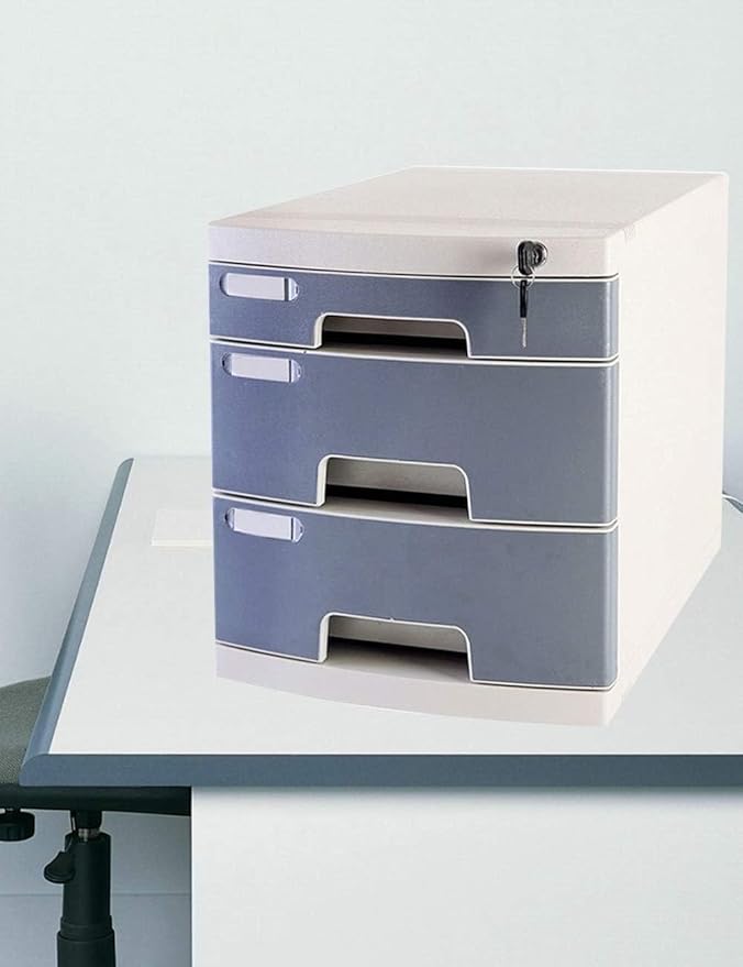 Pink Lockable 3 Drawer File Cabinet with Bookshelf for Multifunctional Desktop StoragePink-One Size
