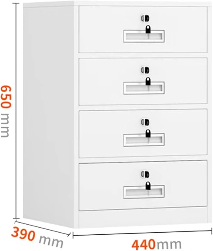 File Cabinet 4-Drawer File Cabinet with Lock Under Desk Metal Filing Cabinet Office Storage File Cabinet Under Desk Storage(Color:White)