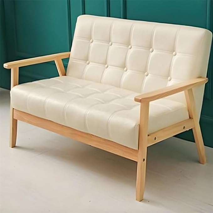 NIUYAO Sofa Couch with Comfy Armrest Upholstered Tufted Back Small Loveseat Sofa Modern Classic Faux Leather Couch for Living Room Bedroom Apartment Office -Army Green 55 L x 26 W x 28 H