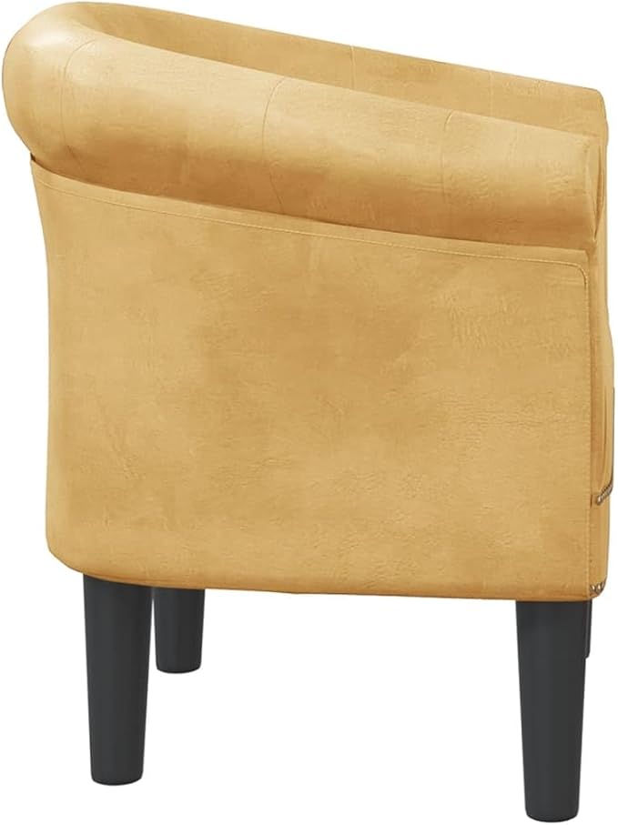 vidaXL Tub Chair Comfy Tub Club Chair Accent Barrel Armchair for Living Room Bedroom Single Sofa Tub Bucket Chair Gold Faux Leather