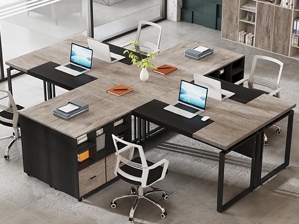 Tribesigns 63 Computer Desk Home Office Desk Writing Table for Workstation Modern Executive Desk with Sturdy Legs (Only Table) (Gray &amp Black)