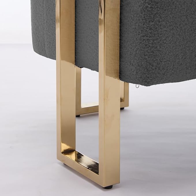 TS Modern Decorative Chair Living Room Side Chair with Gold Metal Legs no Wheels Suitable for Dressing Area Reception Room OfficeTeddy Fleece upholstered Metal Foot Sofa 1PC Grey