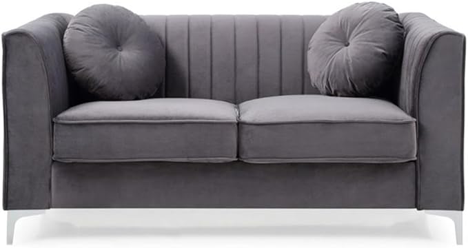 Glory Furniture Delray Velvet Loveseat in Gray