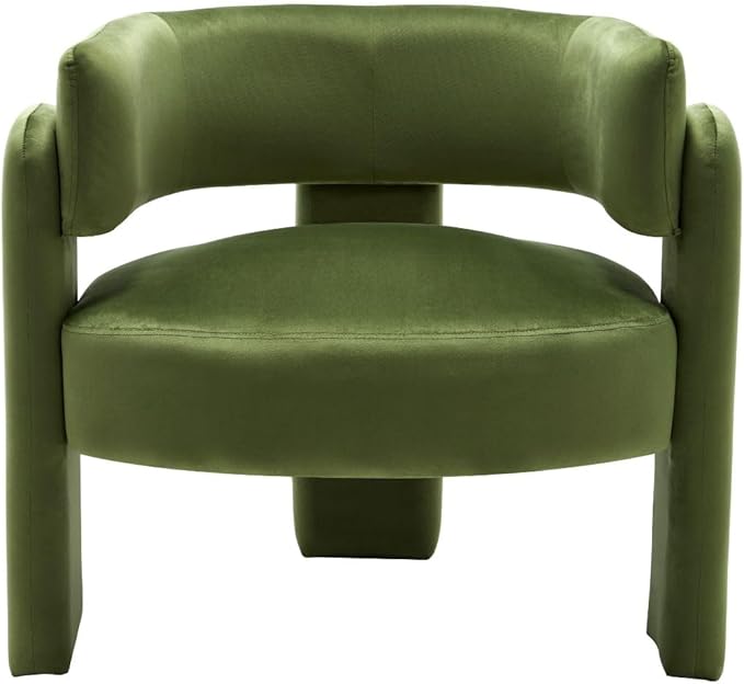 Set of 2 Accent Chairs with Arms Upholstered Barrel Armchair with Curved Back Comfy Single Side Chair for Reading Living Room Home Office Green