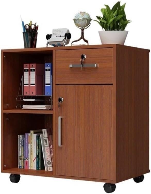 Mobile Locking File Cabinet Office Storage Cabinets for Documents Printer Data Secure Space Saving Filing(A)