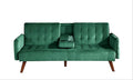 Leno 72 Sleeper Sofa Bed - Convertible Folding Backrest to Full Bed with Cup Holder &amp Drop-Down Table - Space Saving Linen Sofa for Small Spaces - Easy Assembly Green