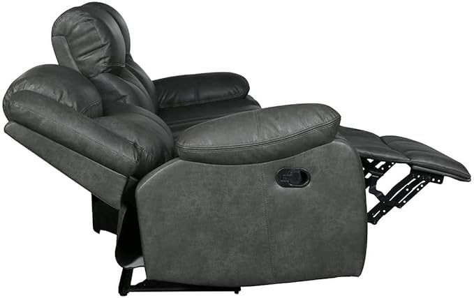 Blackjack Furniture Marsden Modern Leather Air Reclining Living Room Loveseat Lead Gray