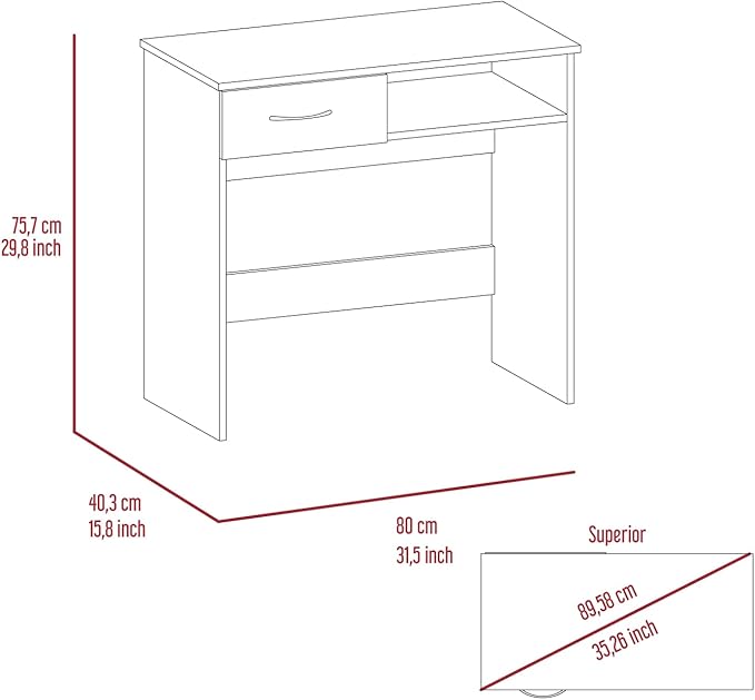 Epinki Home Office Desk Set Single Drawer Keyboard Tray Bookcase Black Particle Board