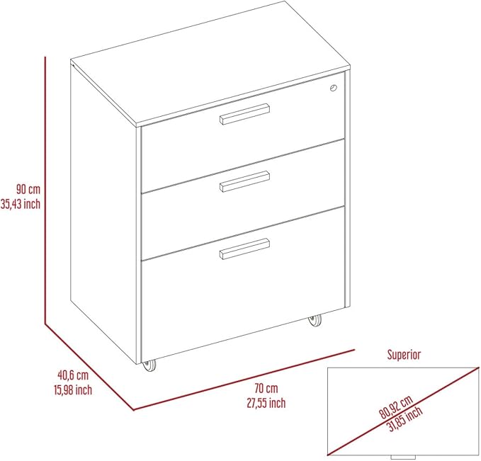 Hassyee Office Spacious Three Drawers Mobile File Cabinets with Durable Casters for Easy Mobility Multifunctional Display Storage Cabinet for Primary Living Space