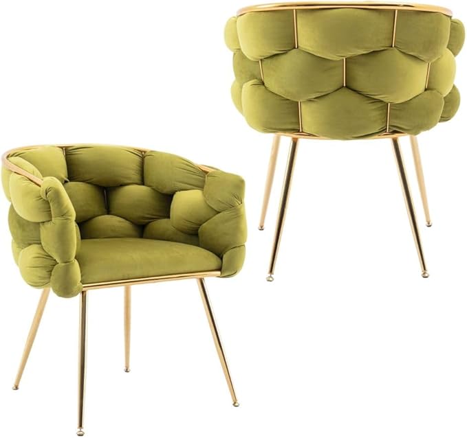 Luxury Modern Simple Leisure Velvet Single Sofa Chair Bedroom Lazy Person Household Dresser Stool Manicure Table Back Chair (Olive Green + Velvet-1)