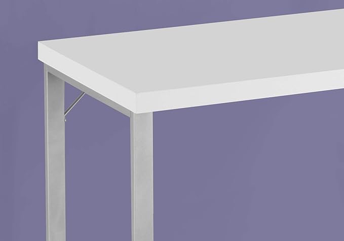 Computer Desk Home Office Laptop 48 l Work White Laminate Grey Metal Contemporary Modern
