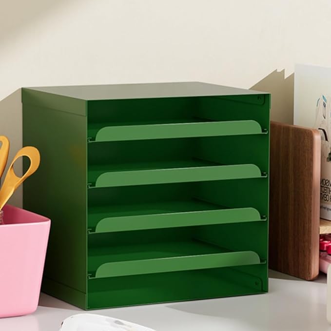 Metal File Cabinet with Drawers Multi-Layer Office Organization with Hidden Handles Modern Simple Makeup Organizer Desktop Storage for Living Room Office(Green)
