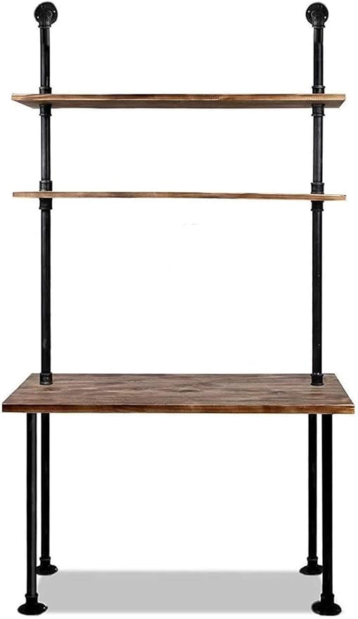 Diwhy Computer Desk with Storage ShelvesHome Office Writing DeskBookshelf Laptop Desk Industrial Style Office DecorStudying Writing Table WorkstationStable Metal FrameeEasy Assembly(40 L)