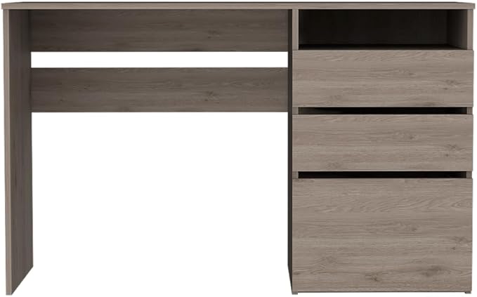 Home Office Computer Desk with 3 Drawers Computer Desk One Shelf Light Gray