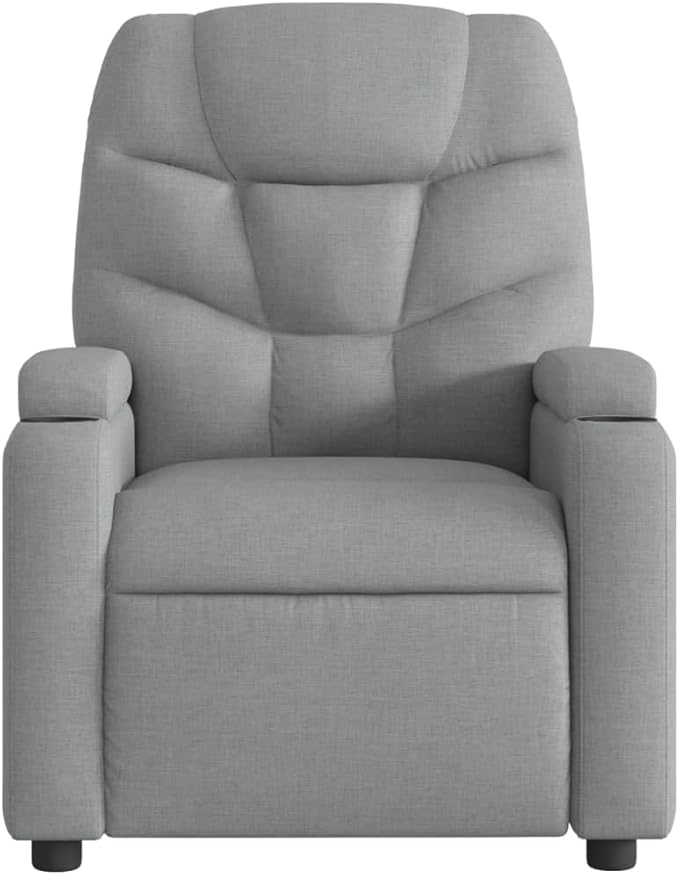 vidaXL Light Grey Fabric Massage Recliner Chair with Adjustable Armrests Built-in Functionality Perfect for Living Rooms and TV Watching