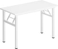 SDHYL 39 inches No Assembly Foldable Computer Desk for Home Office Modern Simple Portable Study and Writing Table Conference Workstation with Metal Frame White
