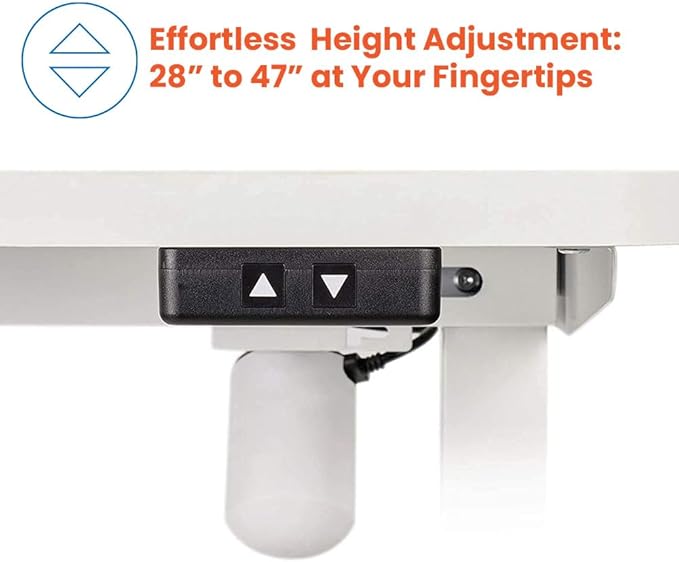 MotionWise M1 Series Height Adjustable Electric Sit Stand Desk 48” x 24” Home Office w/Single Wooden Desktop (White)
