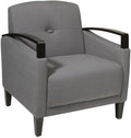 Bowery Hill Accent Chair Gray Woven Fabric Solid Wood Arms and Legs Espresso Finish 30W x 29.5D x 32H Box Spring Seat Comfortable Foam Cushions Modern Accent Chair for Living Room or Office