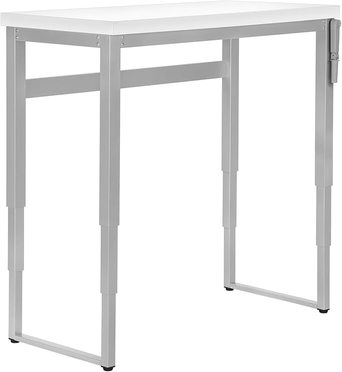 White Laminate &amp Grey Metal Adjustable Standing Desk 48 L Modern Computer Desk for Home Office &amp Work