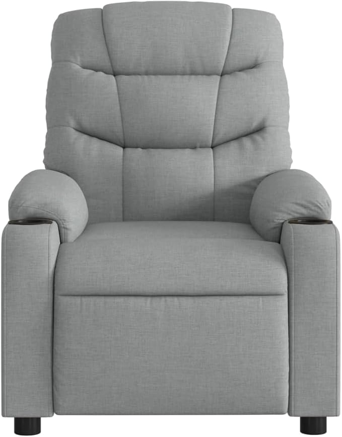 Light Grey Massage Recliner Chair USB Vibration Breathable Fabric Adjustable Single Seater for Living Room Bedroom Reading 242.5 lbs Capacity