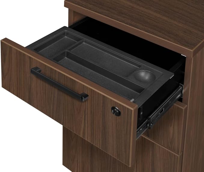 Regency Legacy 71 x 35 in. L Desk with Double Pedestal Drawer Unit- Neo Walnut