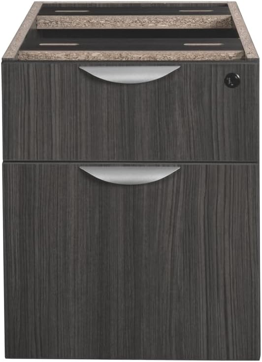 Rustic Recluse Box File Pedestal Drawer Unit in Ash Grey with Dual Locking Drawers Perfect for Office Organization Dimensions 15.5 W x 22 D x 20 H