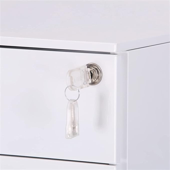 File Cabinet Three Drawers Side Pull Metal File Cabinet White Iron Chest of Drawers for Home Office Furniture 30 * 45 * 60Cm