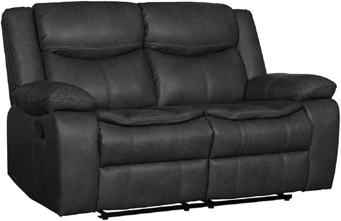 Blackjack Furniture Marsden Modern Leather Air Reclining Living Room Loveseat Lead Gray