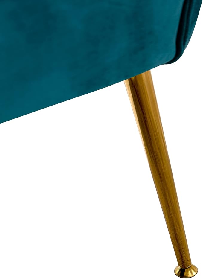 WO Home Furniture 25 Wide Tufted Velvet Accent Chair with Rust Resistant Golden Metal Legs Premium Quality Rust Resistant Seat for Your Den Living Room Bedroom Inside Area (Teal)