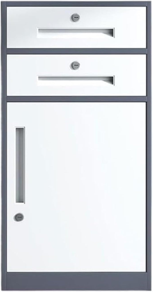 Large Capacity File Storage Cabinet Thickened Steel Office Organizer with Smooth Gliding Drawers Modern Locking Cabinet for Documents Printer Supplies (Gris)