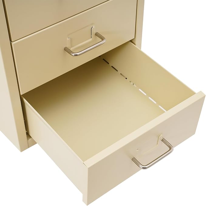 6 Drawers File Cabinet with Lock Rolling Mobile Filing Cabinet with Wheels Under Desk Vertical Filing Cabinet for Office/Home Metal (Wood Yellow)