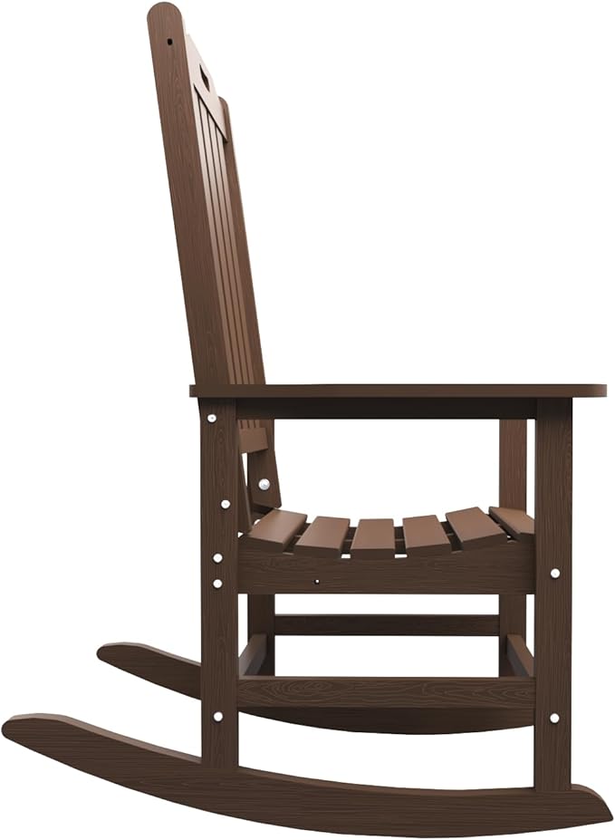 Oversized Rocking Chair Set of 2 Outdoor Rocking Chair for Adults All Weather Resistant Porch Rocker for Lawn Garden Brown