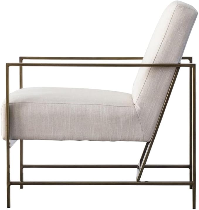 Pemberly Row 33 Fabric Arm Chair Flax Beige/Brushed Gold Finish Steel Frame Upholstered Modern Lounge Chair for Living Room or Accent Seating 27 W x 31.5 D 330 lbs Capacity