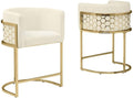 Modern Honeycomb Armchairs with Chrome Base Silver or Gold Frame Options (Teddy Fabric Cream/Gold Counter Height Chair)