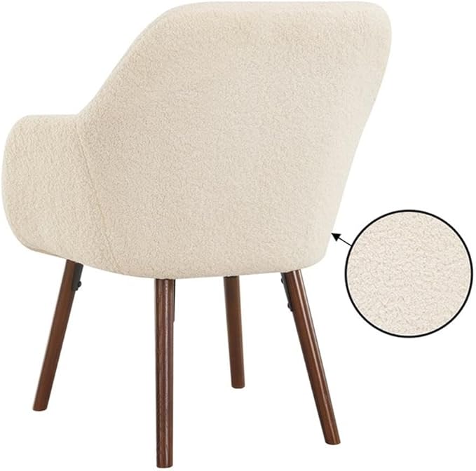 Convenience Concepts Take a Seat Charlotte Wingback Sherpa Accent Armchair 25.25 - Boho Transitional Boucle Lounge Chair for Office Den Living Room Sherpa Cream/Coffee Bean