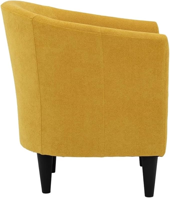 Pemberly Row Traditional Polyester Fabric Club Chair Yellow Finish 17.5 Seat Height 32 H x 30.5 W x 27.5 D Padded Seat Durable Construction Classic Accent Chair for Living Room or Bedroom