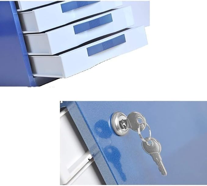 File Cabinet Data Storage File Box Folder Office Drawer Desktop Supplies Bookcase (Blue One Size)
