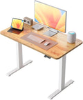 BANTI Small Electric Standing Desk Stand up Height Adjustable Home Office Table Sit Stand Desk with Splice Board 44x24 Light Rustic Brown Top