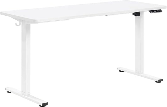 OSP Home Furnishings Primo Sit-to-Stand Electric Height Adjustable Office Desk with Hook White 5 Feet Wide
