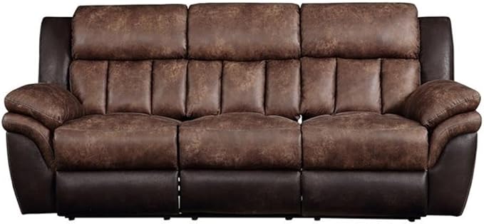 Acme Jaylen Sofa (Motion) in Toffee and Espresso Polished Microfiber