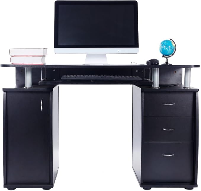 Computer DeskComputer Writing Desk with 1 Door &amp 3 DrawersHome Office Study DeskStudy Writing Desk for Bedroom Workstation