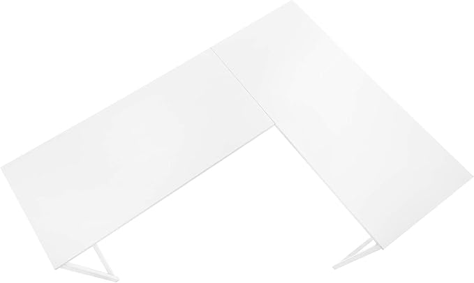 Computer Desk Home Office Corner 58 l L Shape Work Laptop White Laminate White Metal Contemporary Modern