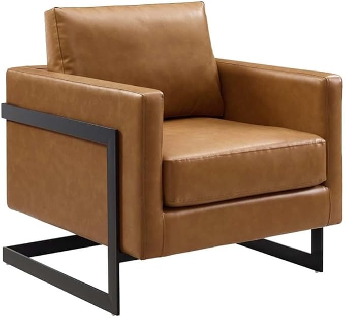 Posse Vegan Leather Accent Chair in Black Tan
