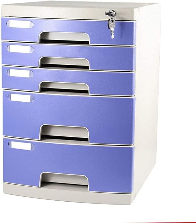 Lockable 5-Drawer Plastic File Cabinet - Desktop Storage Solution for Home &amp Office - Stylish and Functional Organization - 29.5x39.4x43cm