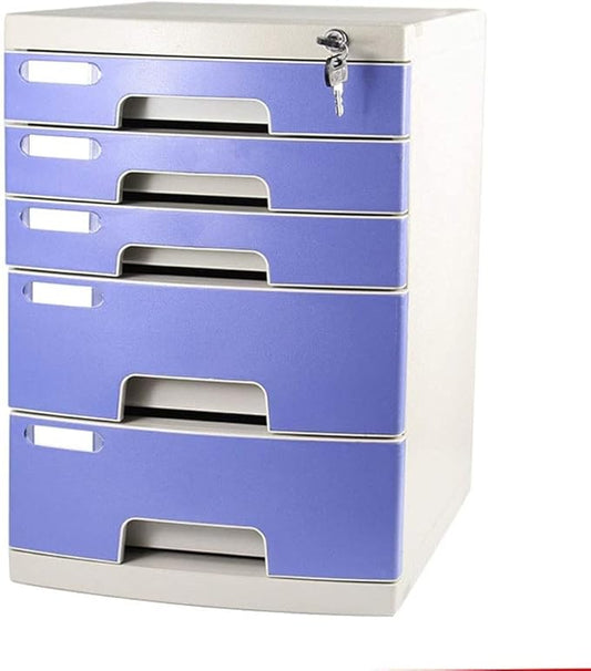 Lockable 5-Drawer Plastic File Cabinet - Desktop Storage Solution for Home &amp Office - Stylish and Functional Organization - 29.5x39.4x43cm