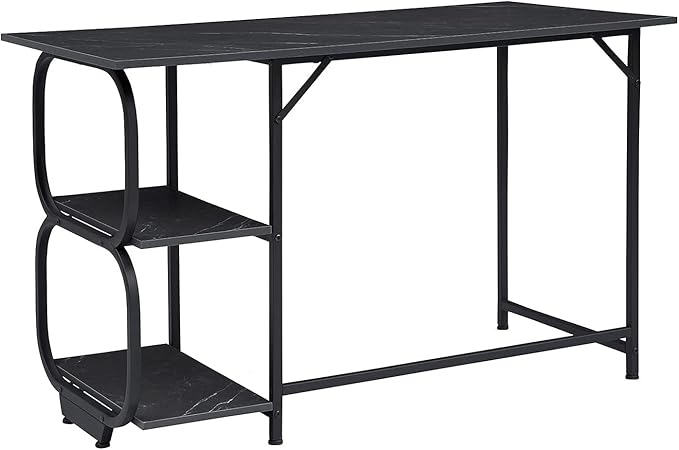 Anivia Gaming Computer Desk Small Home Office Desk with 2 Storage Shelves 47 Writing Desks Industrial Simple Style Wood Table Metal Frame for PC Laptop Notebook（Black） (47-B)