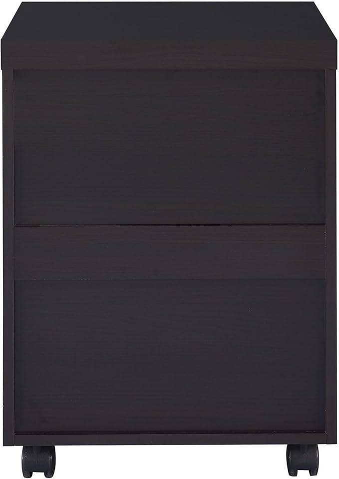 Benjara 26 Inch 3 Drawer Mobile File Cabinet Smooth Caster Wheels Dark Cappuccino