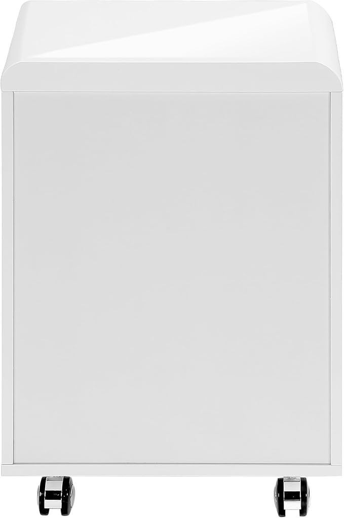 Mobile Filing Cabinet with 3 Drawers White MDF Modern Printer Stand for Home Office Study Room