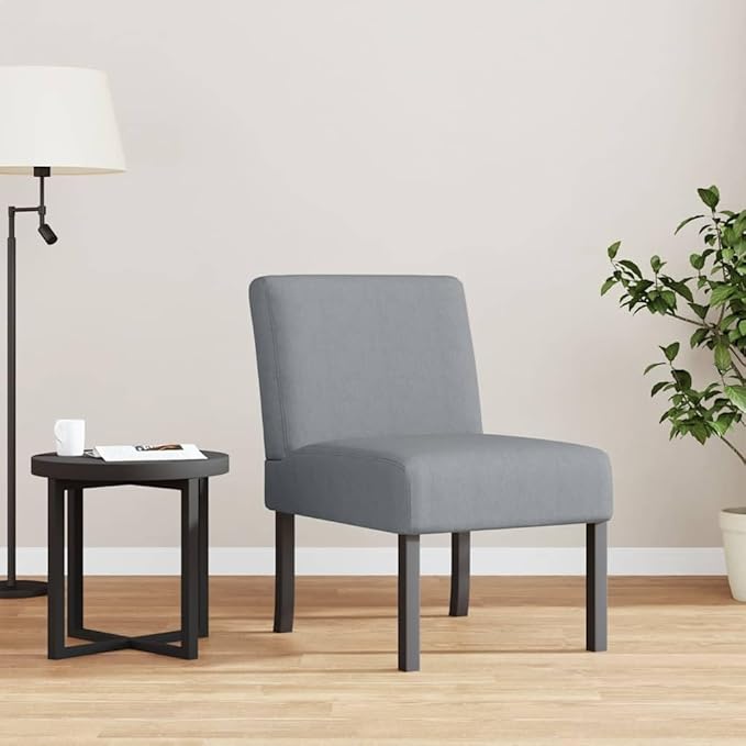 vidaXL Slipper Chair Light Grey Fabric (100% Polyester) Solid Wood Plywood
