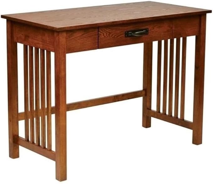 BOWERY HILL Writing Desk 40 in Wide Solid and Engineered Wood Ash Finish Compact 30 in H Stylish Home Office Furniture Ready to Assemble
